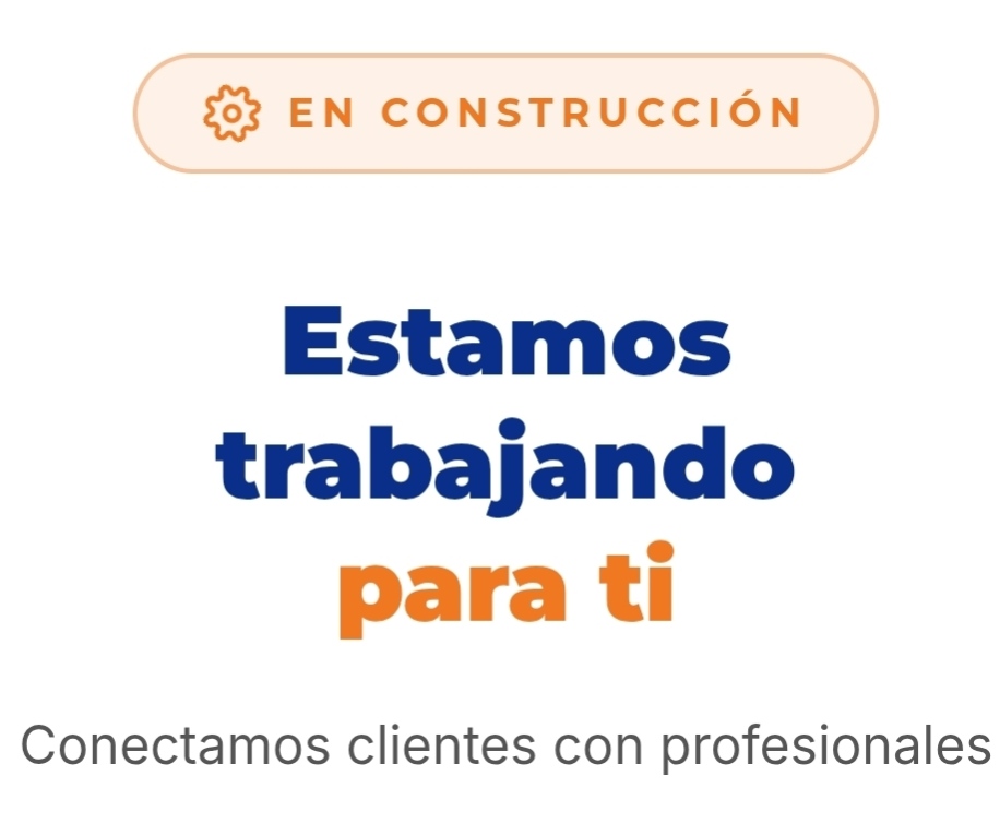 Logotipo PrimeServe con casa naranja y texto “Manitas cerca de Ti”, “En construcción” y “Estamos trabajando para ti”.